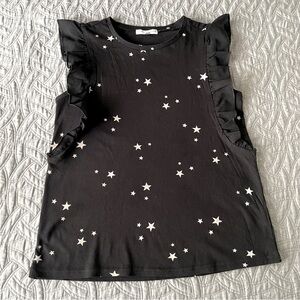 Girl’s Star Flutter Tee Ruffled Cotton Blend Knit Size 10/12